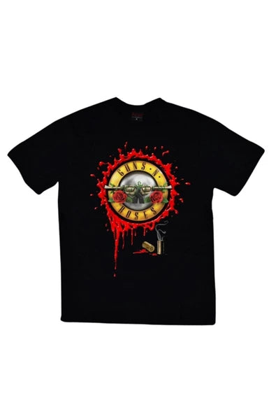 fame-stoned  Guns N Roses Baskılı Unisex %100 Pamuk Siyah T-shirt