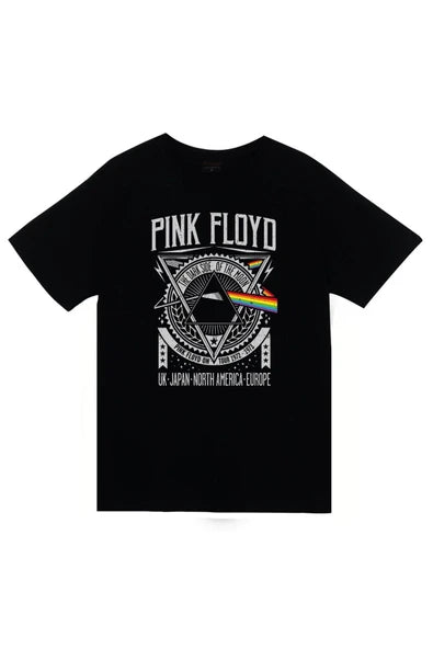 fame-stoned  Pink Floyd Baskılı Unisex %100 Pamuk Siyah T-shirt