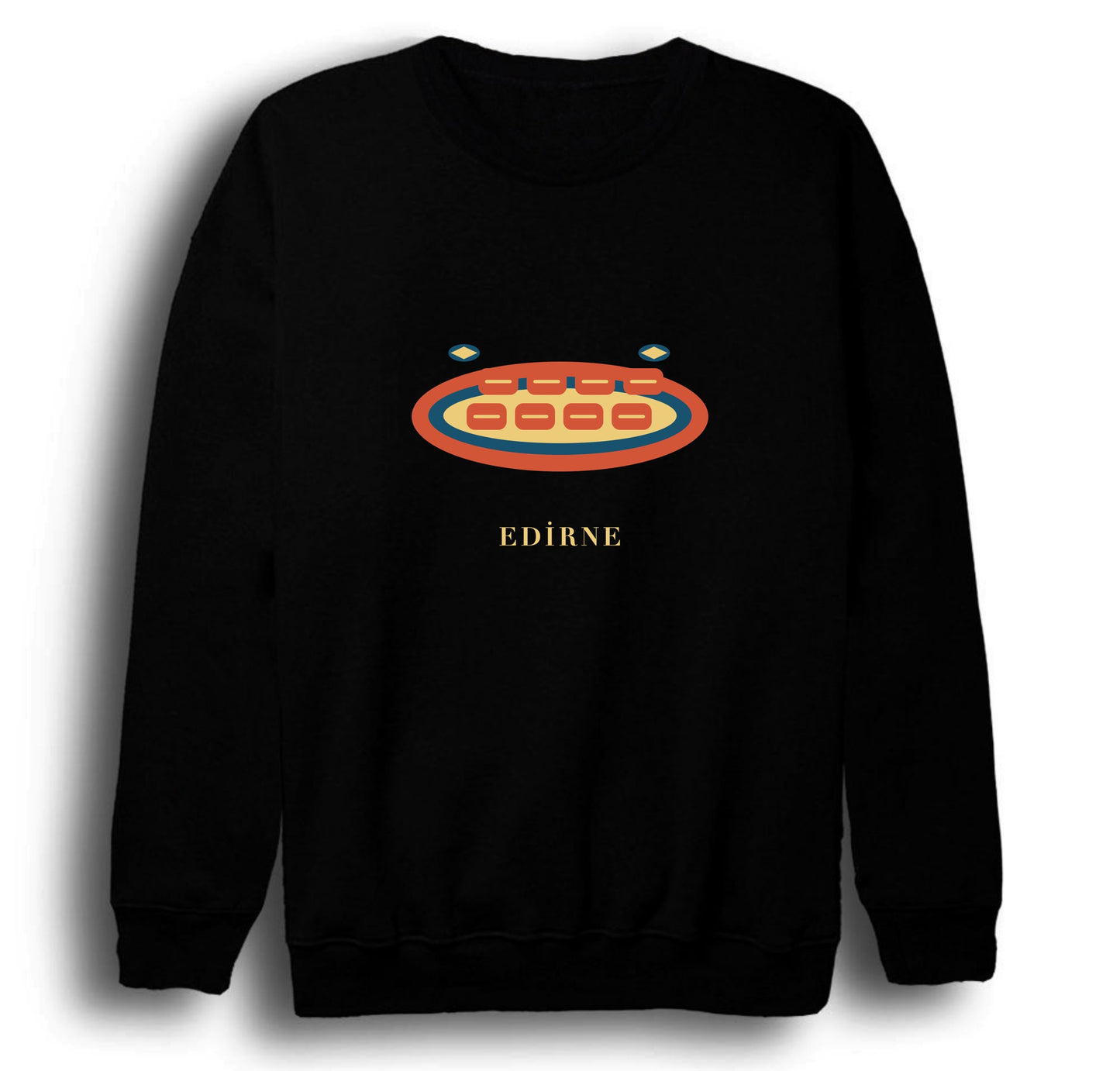 Edirne Badem Ezmesi baskılı siyah sweatshirt
