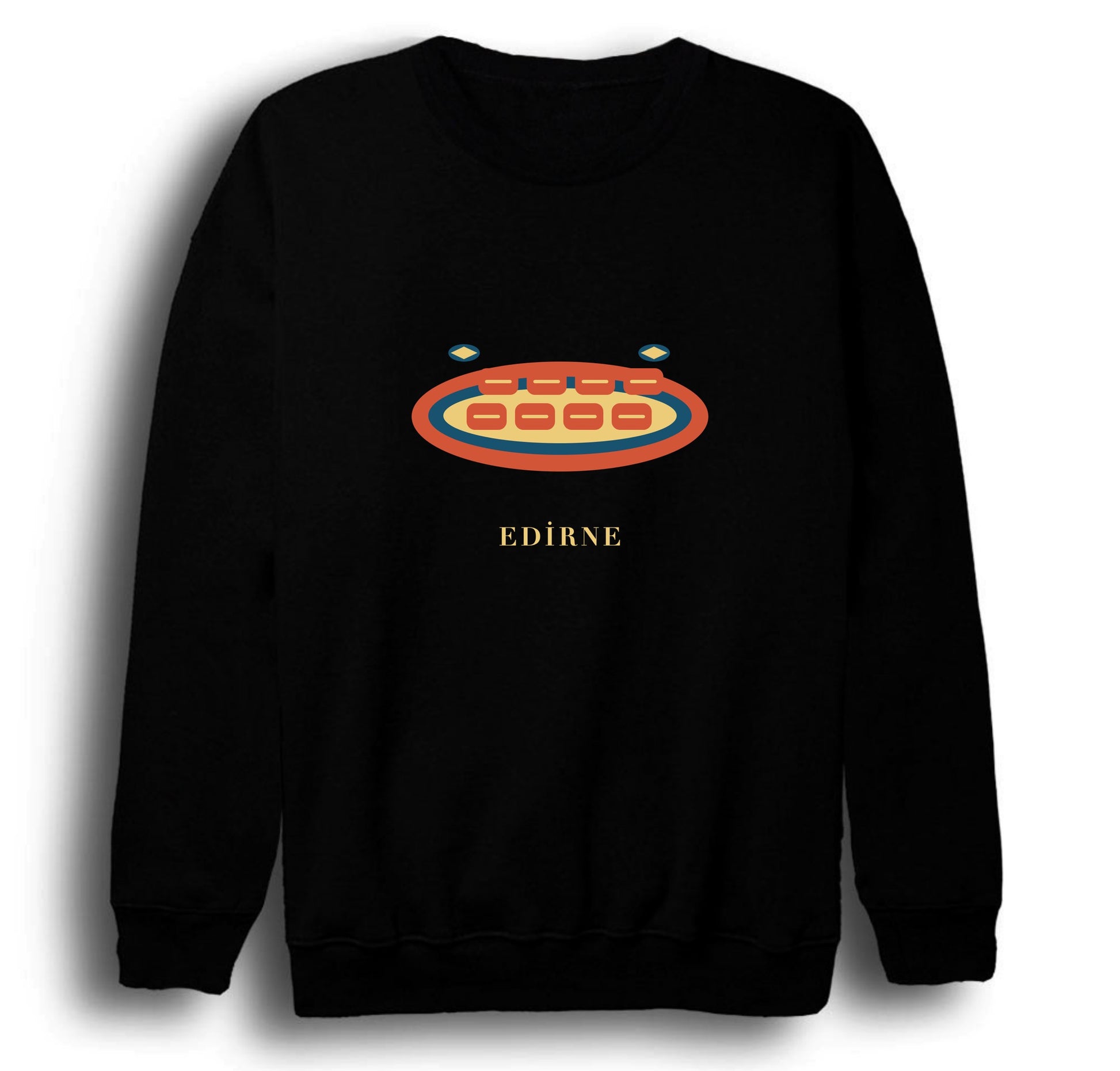 Edirne Badem Ezmesi baskılı siyah sweatshirt