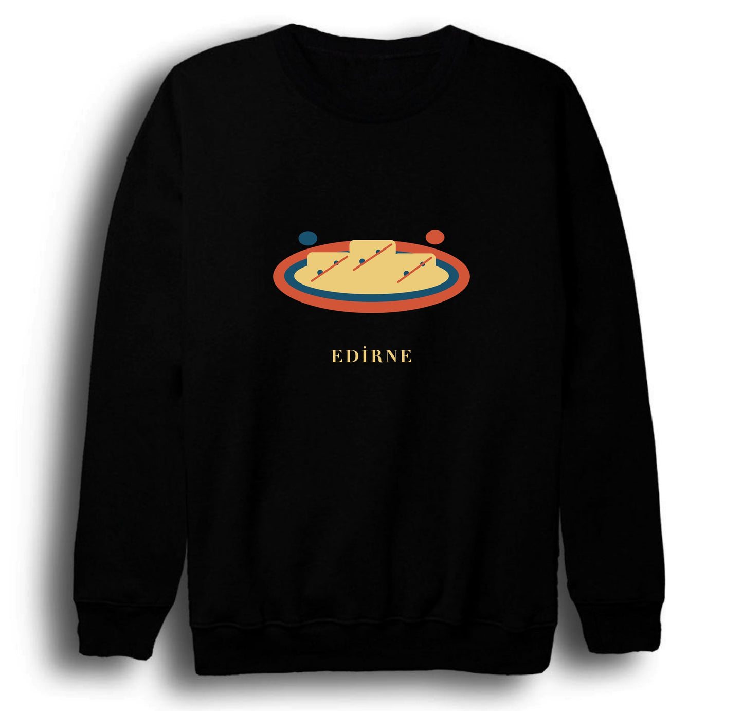 Edirne Beyaz Peyniri baskılı siyah sweatshirt