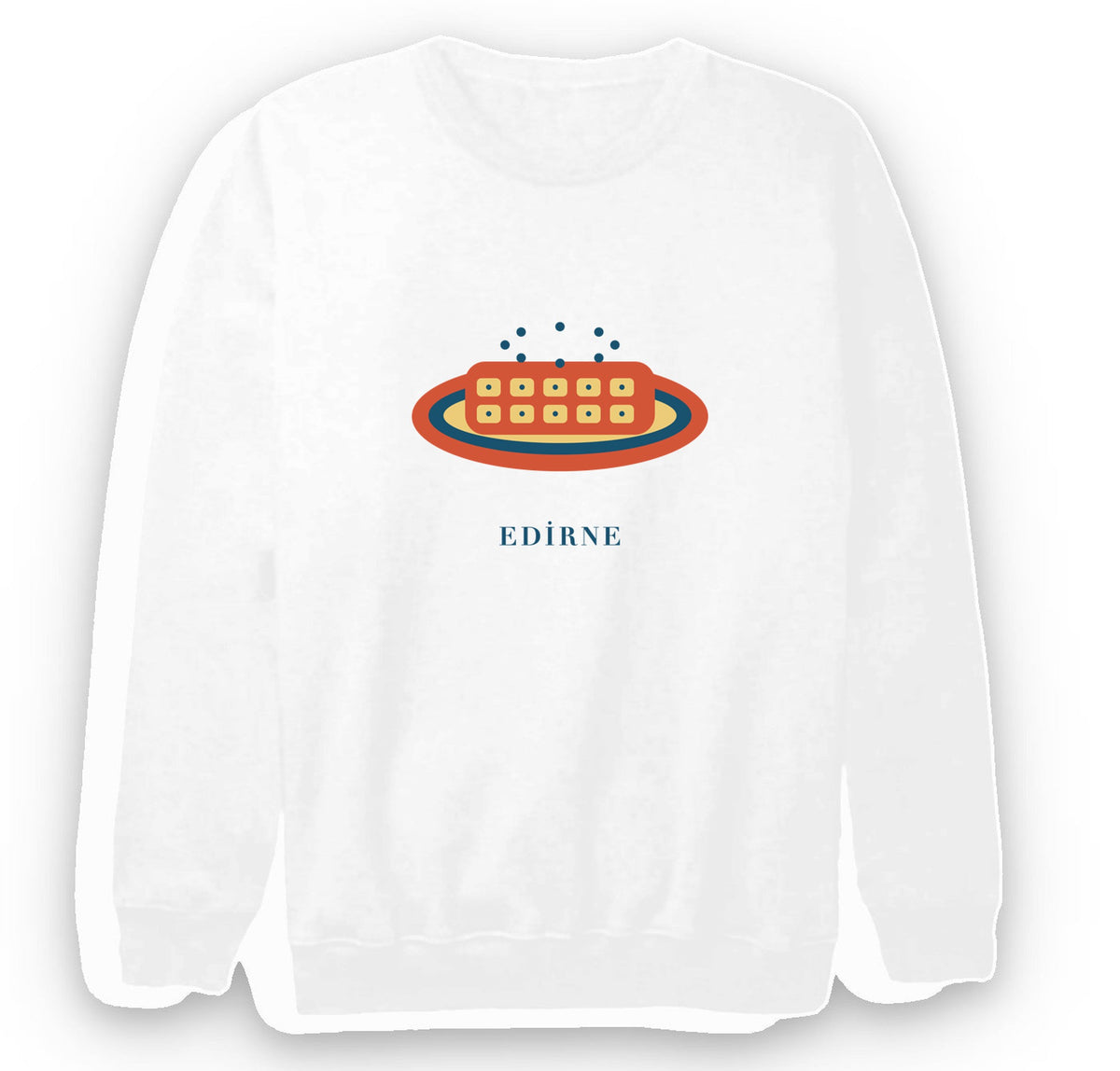 Edirne Devâ-i Misk Helvası baskılı beyaz sweatshirt