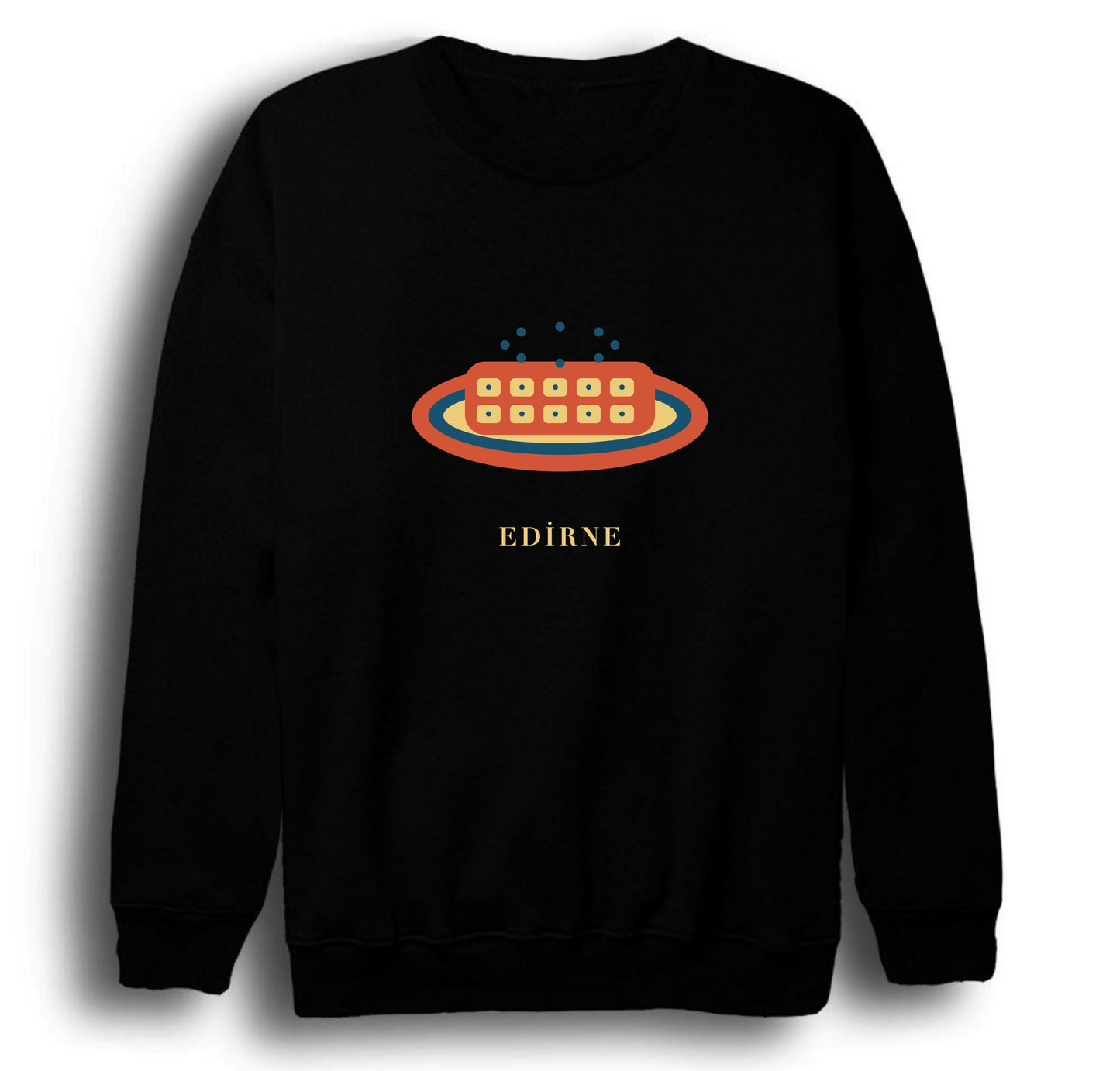 Edirne Devâ-i Misk Helvası baskılı siyah sweatshirt