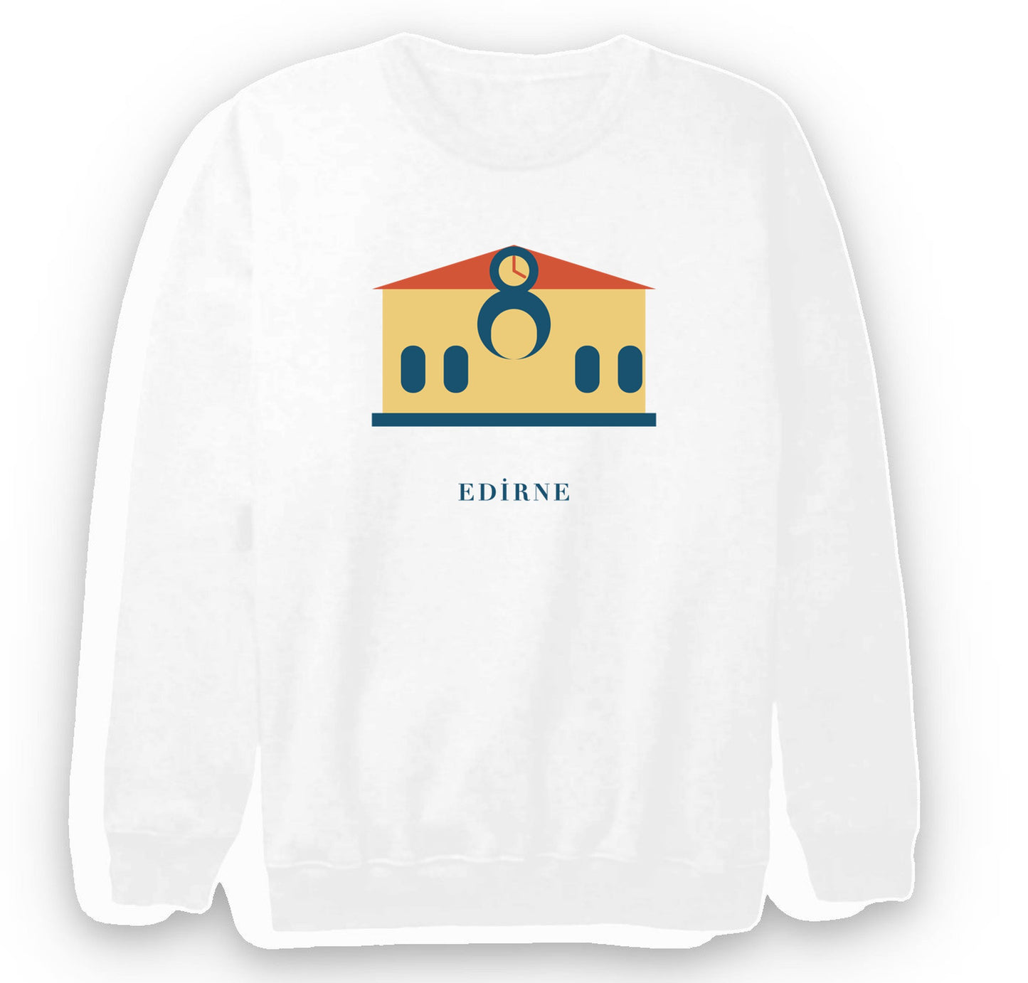Edirne Karaağaç Tren Garı baskılı beyaz sweatshirt