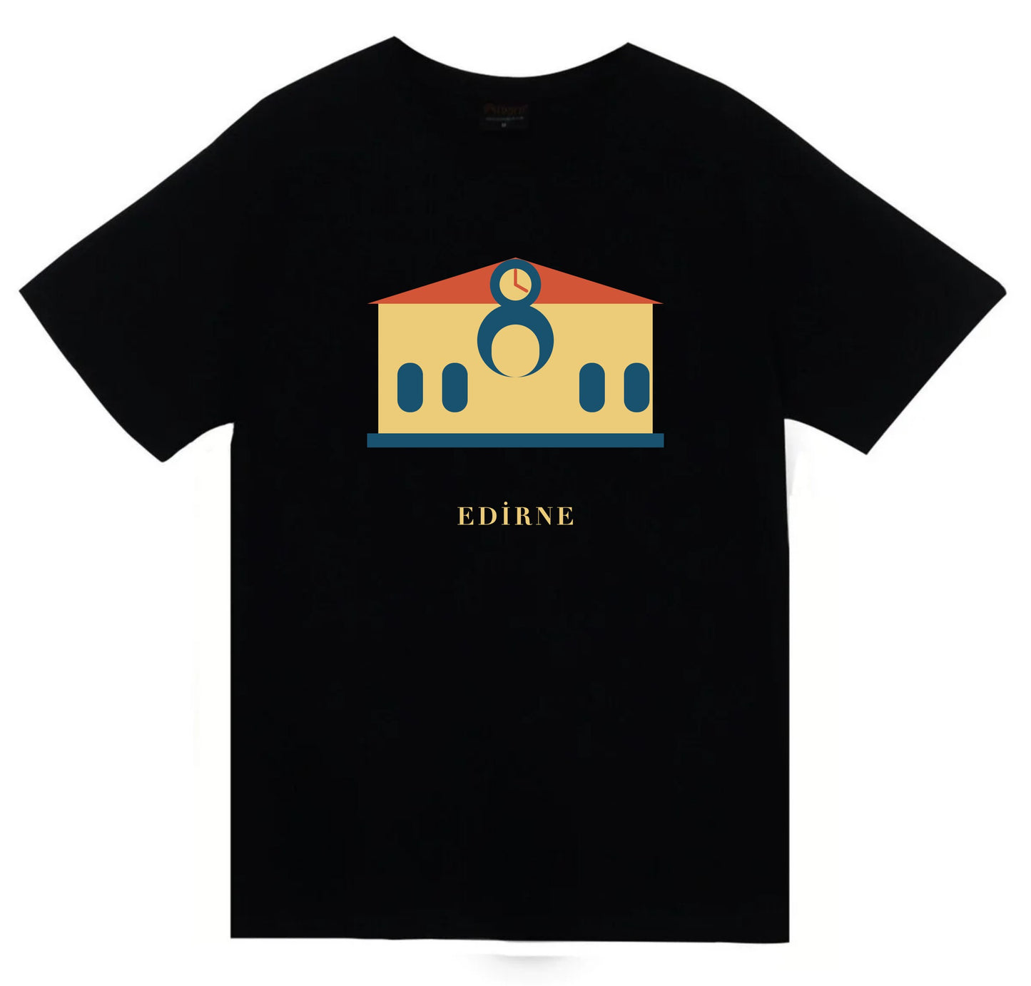 Edirne Karaağaç Tren Garı baskılı siyah t-shirt