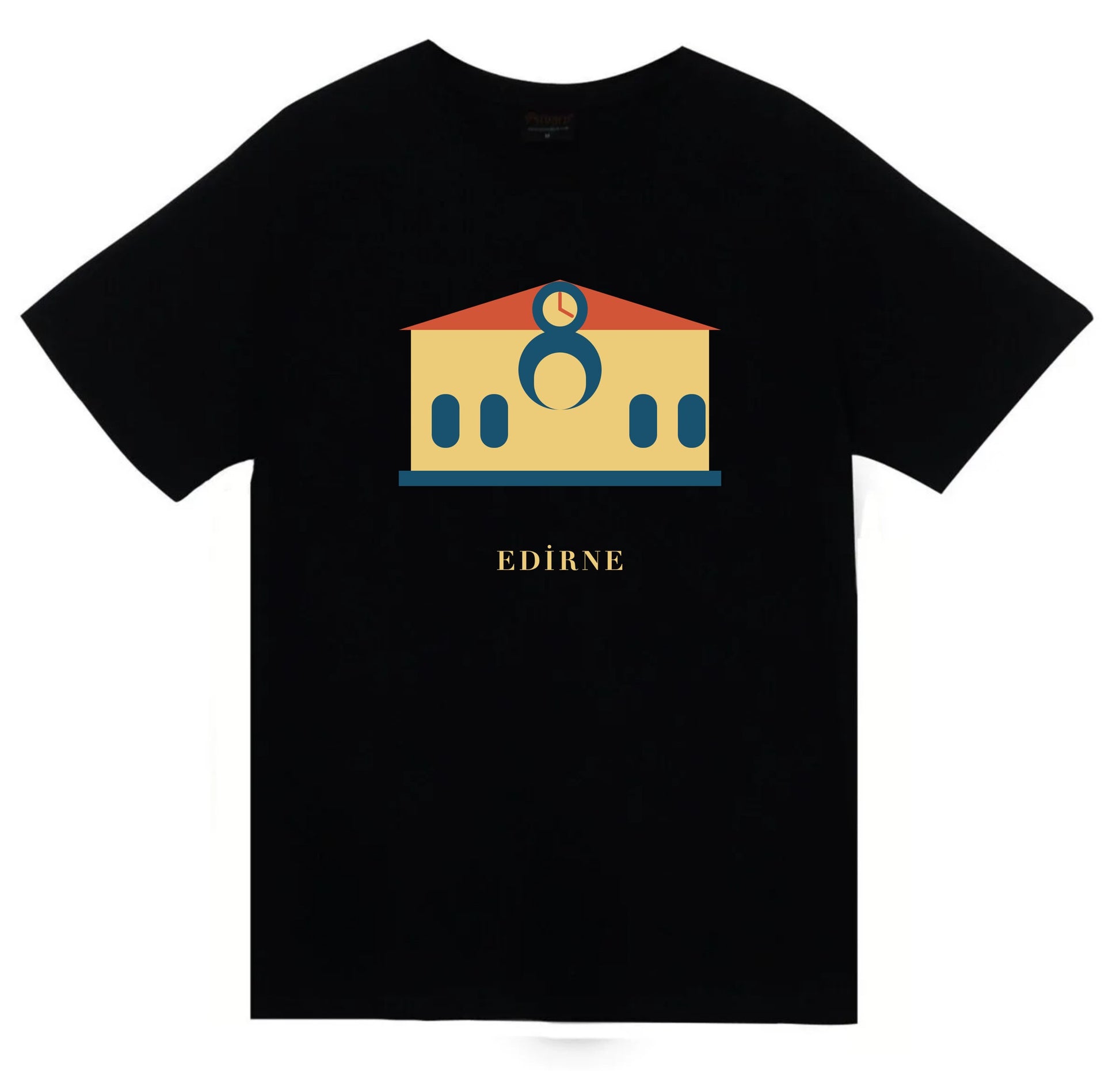 Edirne Karaağaç Tren Garı baskılı siyah t-shirt