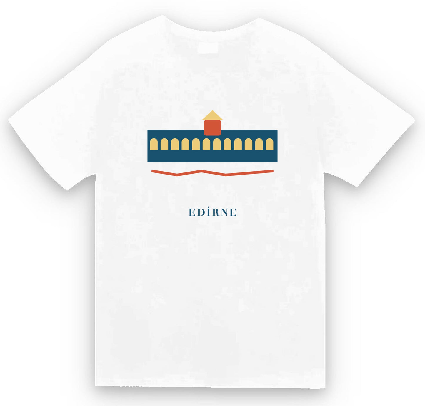 Edirne Meriç Köprüsü baskılı beyaz t-shirt