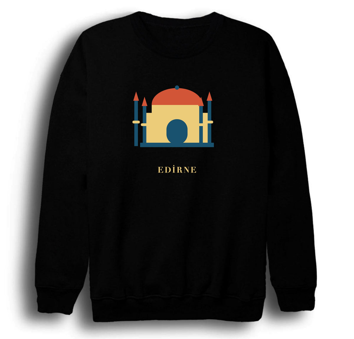Edirne Selimiye Camii baskılı siyah sweatshirt