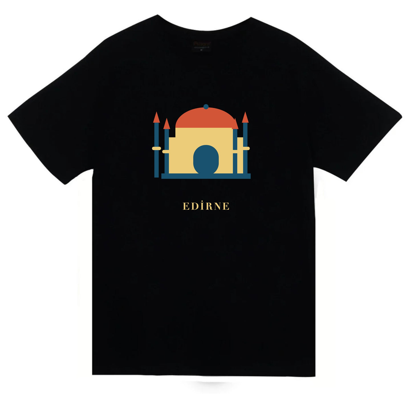 Edirne Selimiye Camii baskılı siyah t-shirt