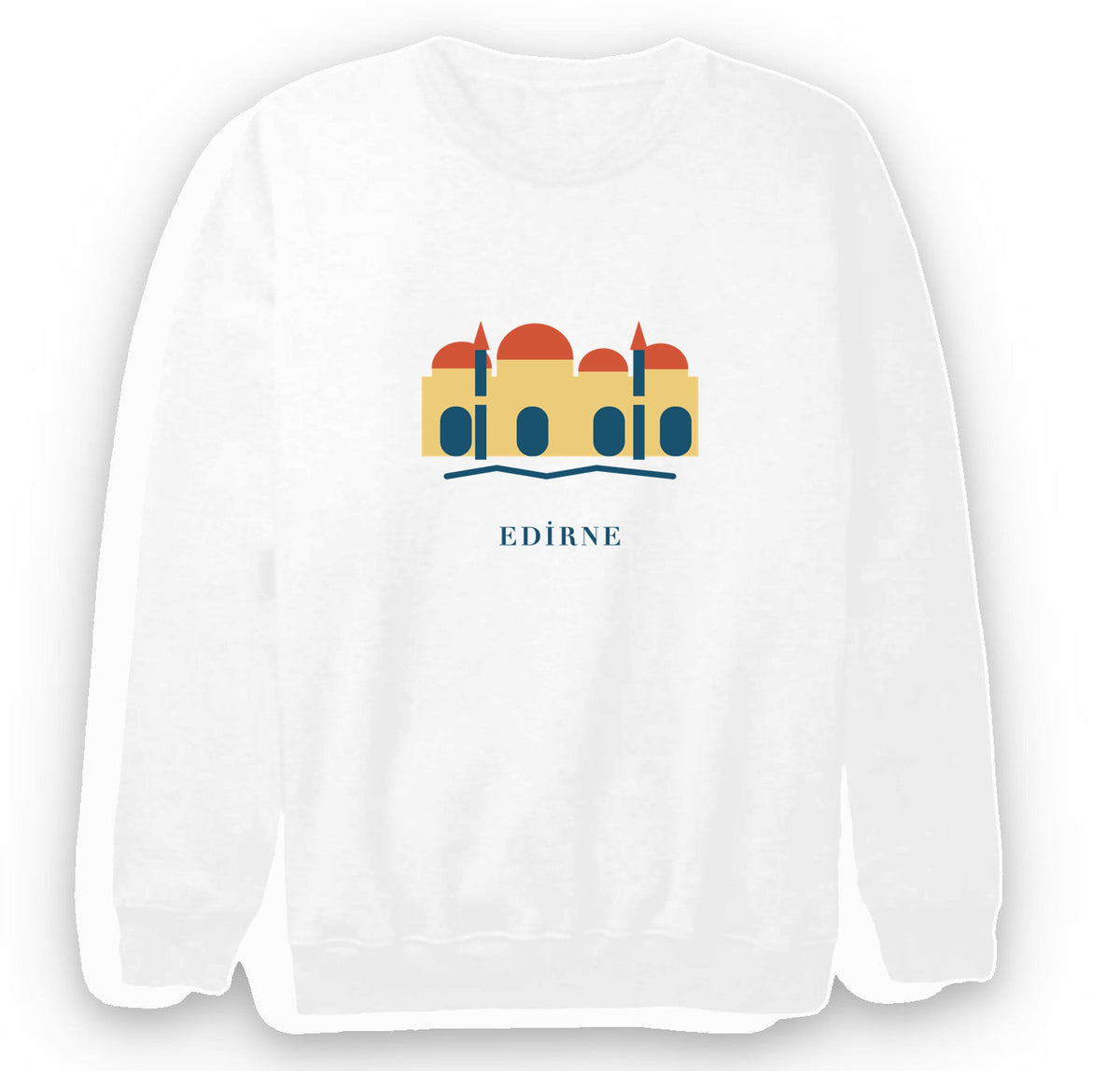 Edirne II. Bayezid Külliyesi baskılı beyaz sweatshirt