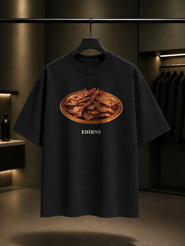 Edirne II. Bayezid Külliyesi baskılı siyah t-shirt