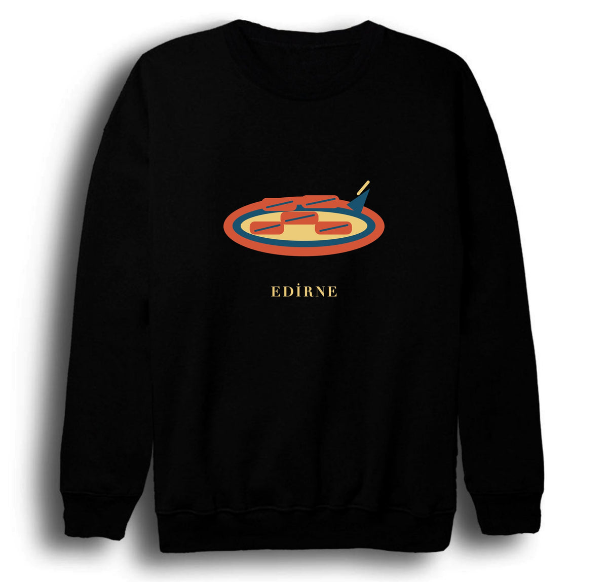 Edirne Tava Ciğeri baskılı siyah sweatshirt