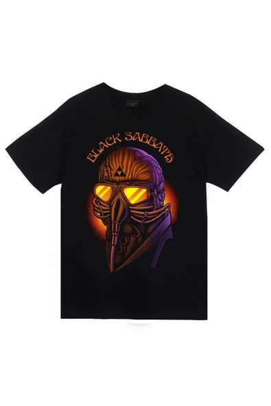 Black Sabbath Miğferli demon yüz baskılı siyah tişört