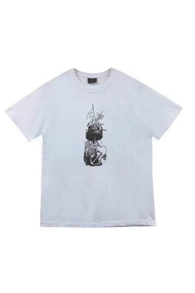 fame-stoned  Unisex Beyaz Denizci Gemi Çapa T-shirt