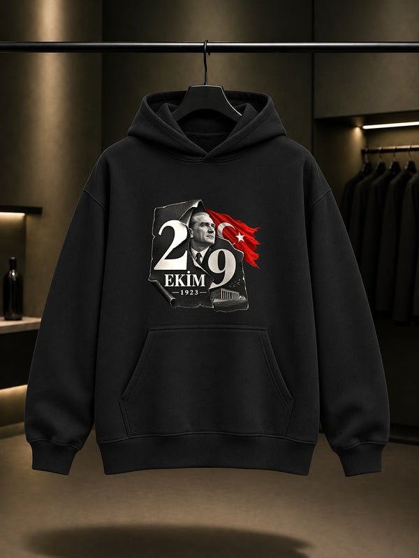 Calendar Cut 29 Ekim kapüşonlu sweatshirt, siyah