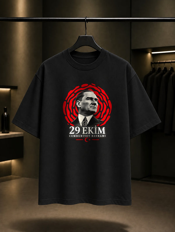 Red Ripple 29 Ekim tişört, siyah