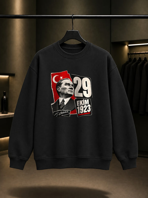 News Cut 29 Ekim sweatshirt, siyah