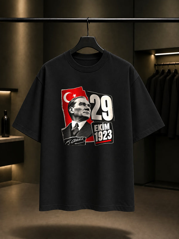 News Cut 29 Ekim tişört, siyah