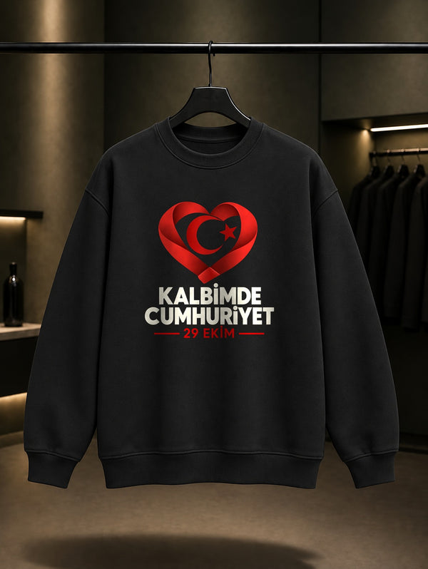 Kalbimde Cumhuriyet 29 Ekim sweatshirt, siyah