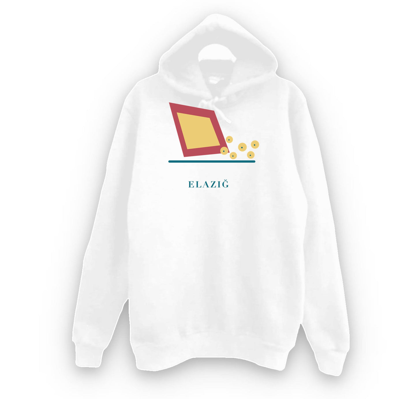 Elazığ Ağın Leblebisi baskılı beyaz kapüşonlu sweatshirt