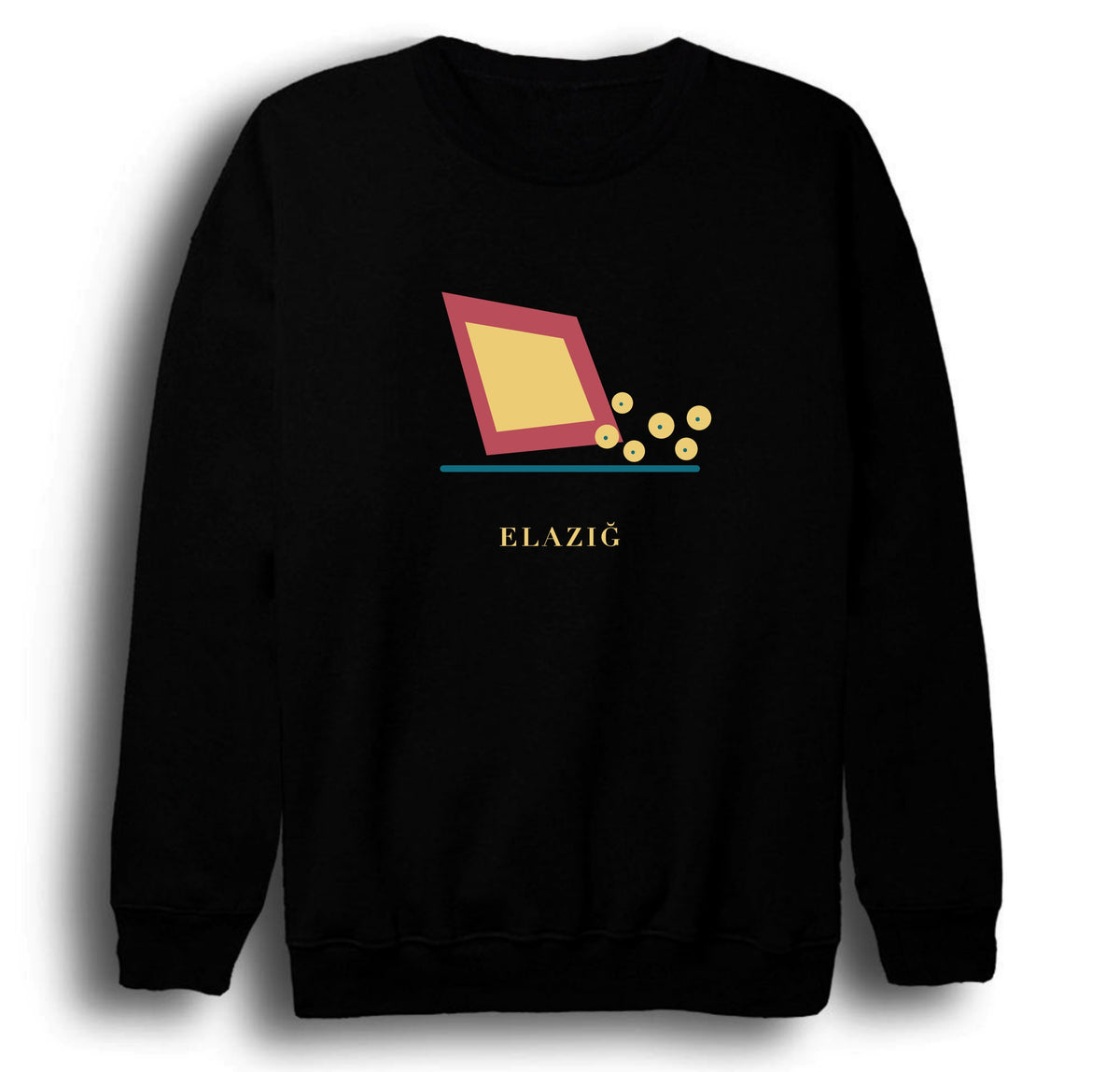 Elazığ Ağın Leblebisi baskılı siyah sweatshirt