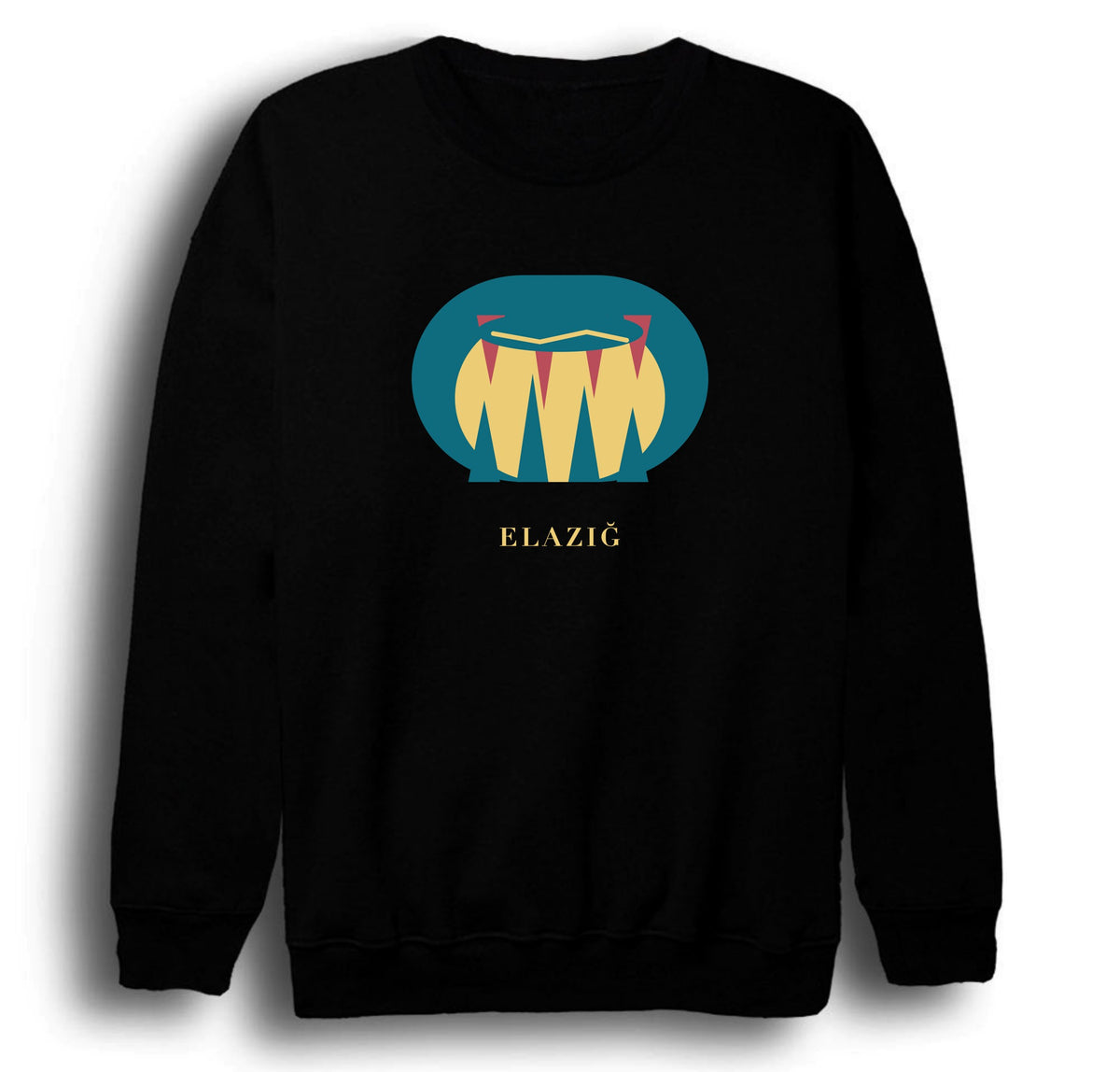 Elazığ Buzluk Mağarası baskılı siyah sweatshirt