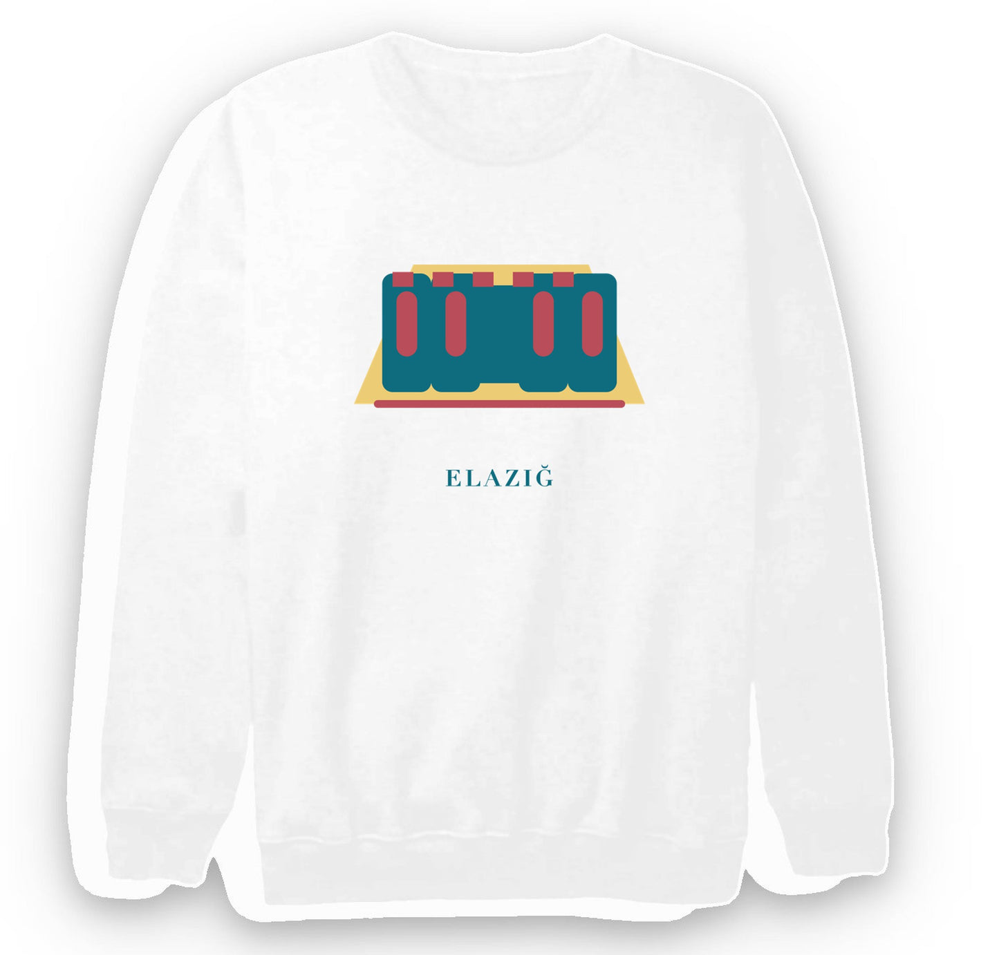 Elazığ Harput Kalesi baskılı beyaz sweatshirt