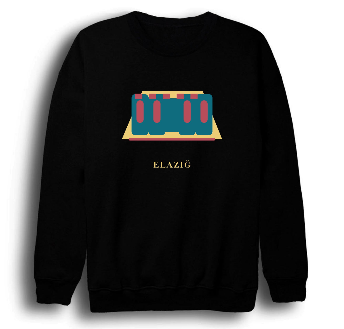 Elazığ Harput Kalesi baskılı siyah sweatshirt