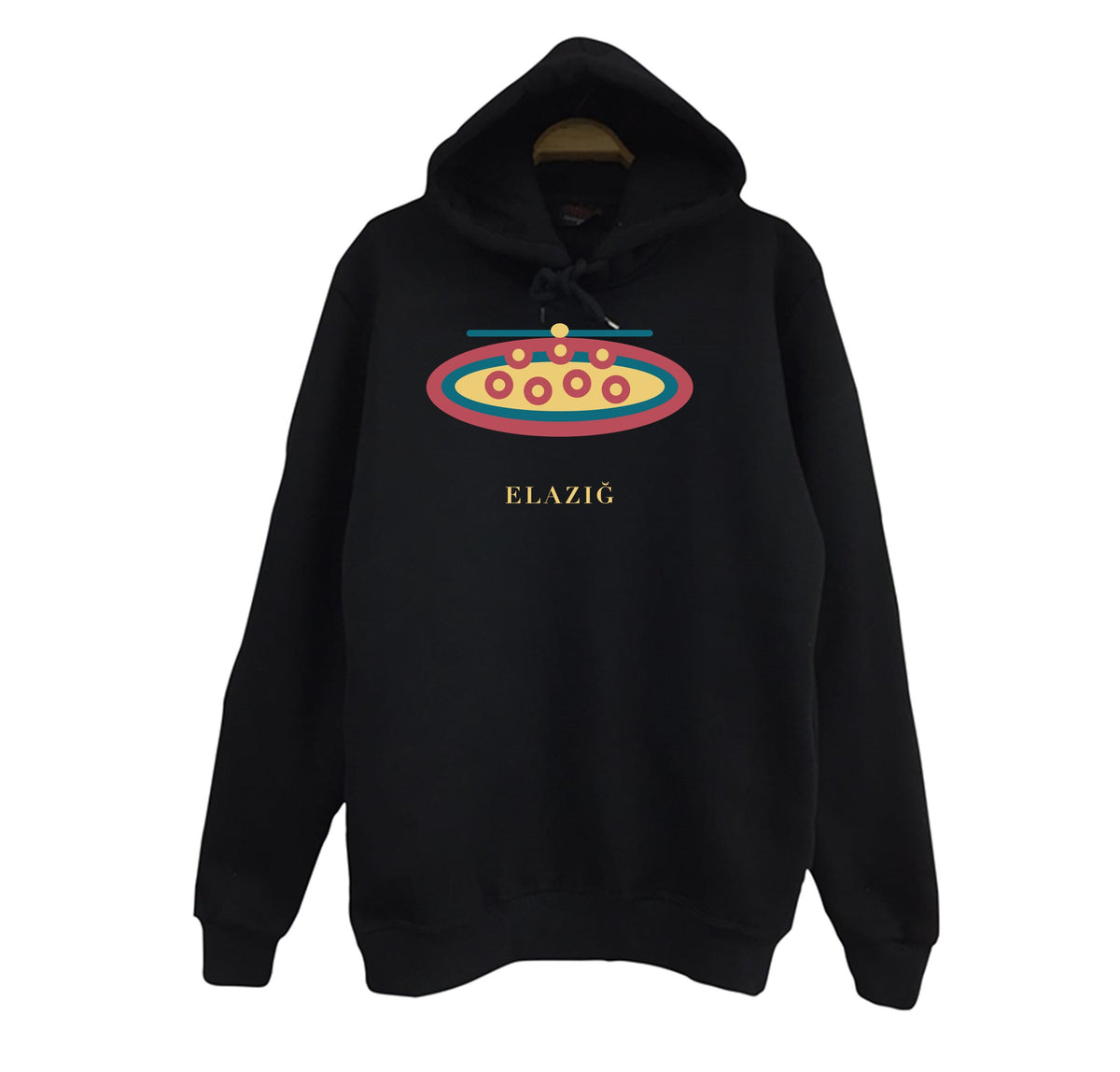 Elazığ Harput Köftesi baskılı siyah kapüşonlu sweatshirt