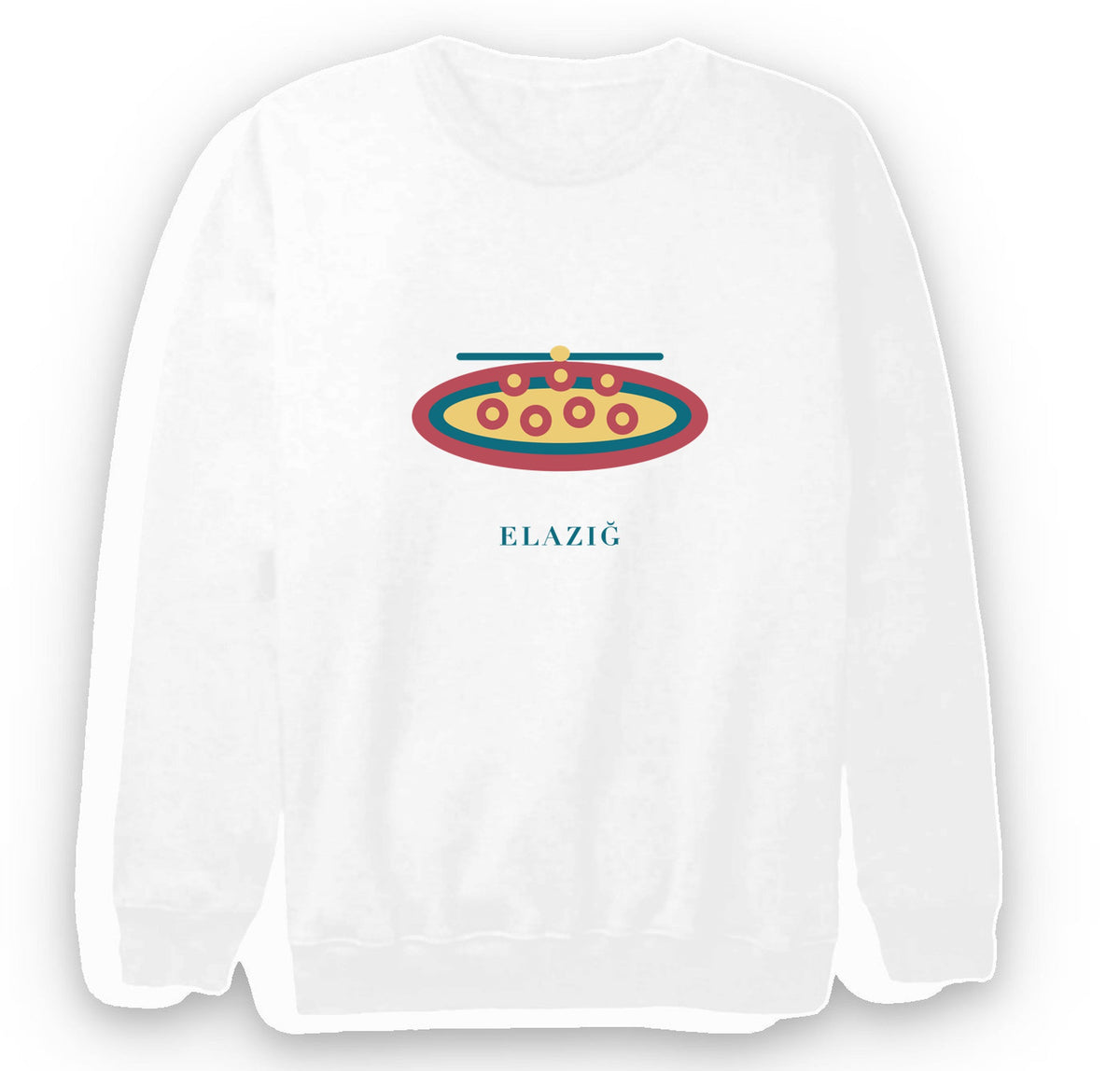 Elazığ Harput Köftesi baskılı beyaz sweatshirt