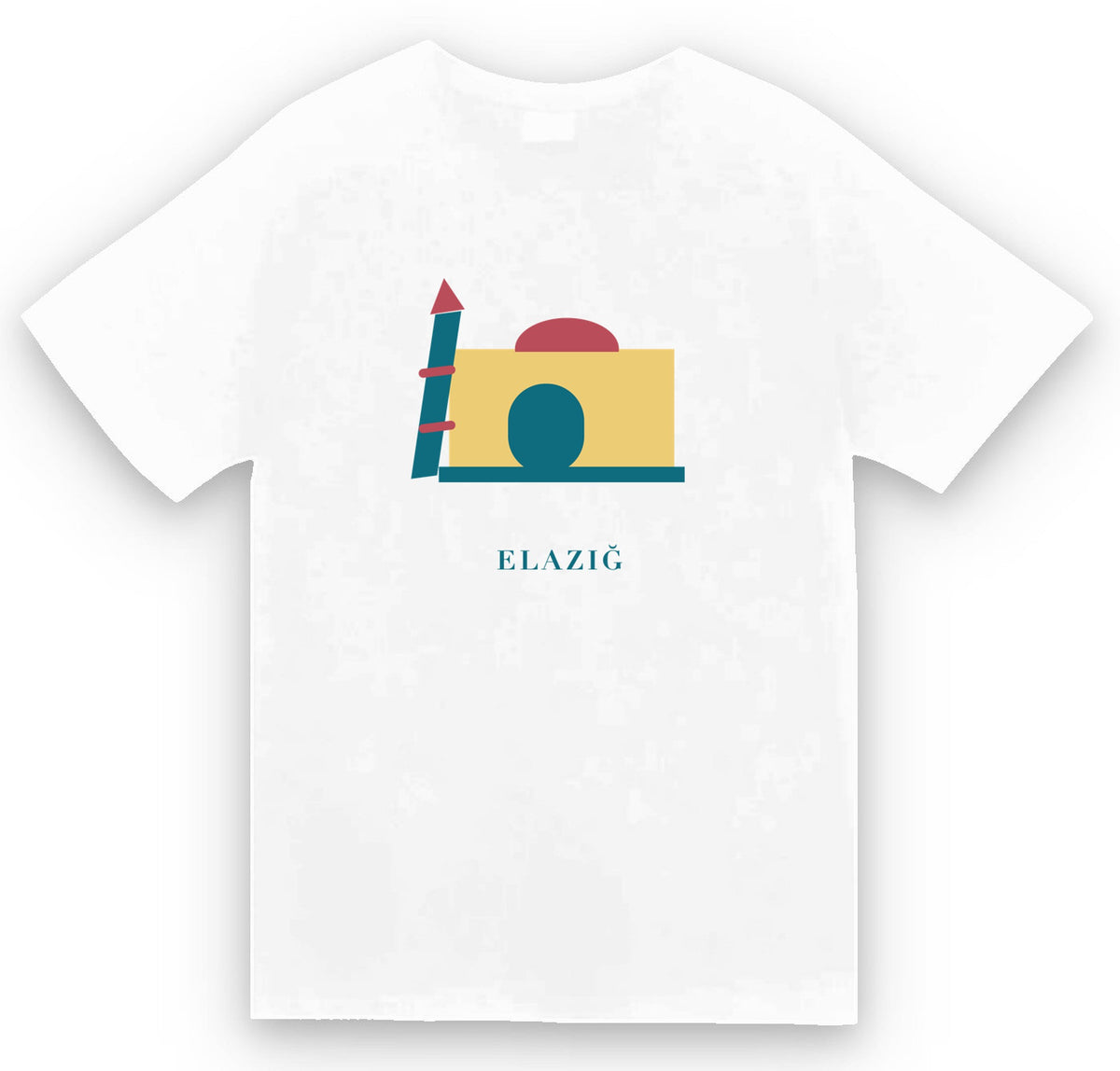 Elazığ Harput Ulu Camii Eğri Minare baskılı beyaz t-shirt