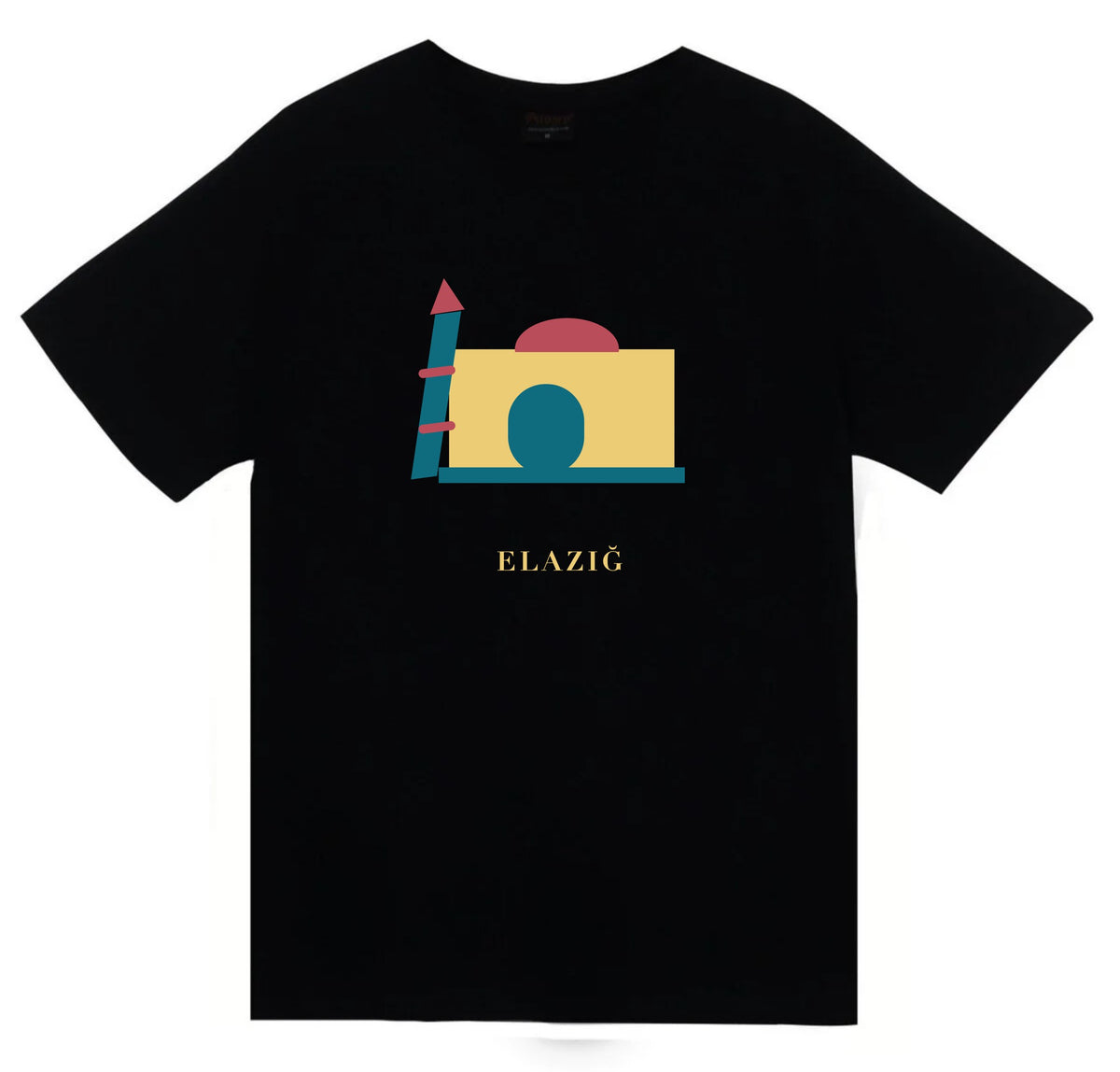 Elazığ Harput Ulu Camii Eğri Minare baskılı siyah t-shirt