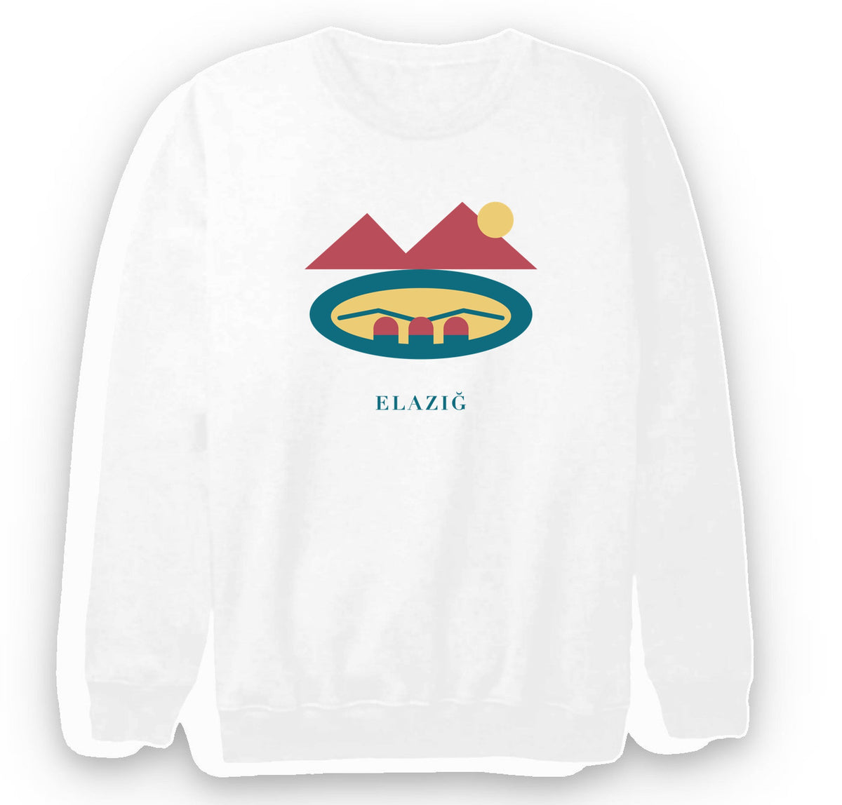 Elazığ Hazar Gölü Batık Şehir baskılı beyaz sweatshirt