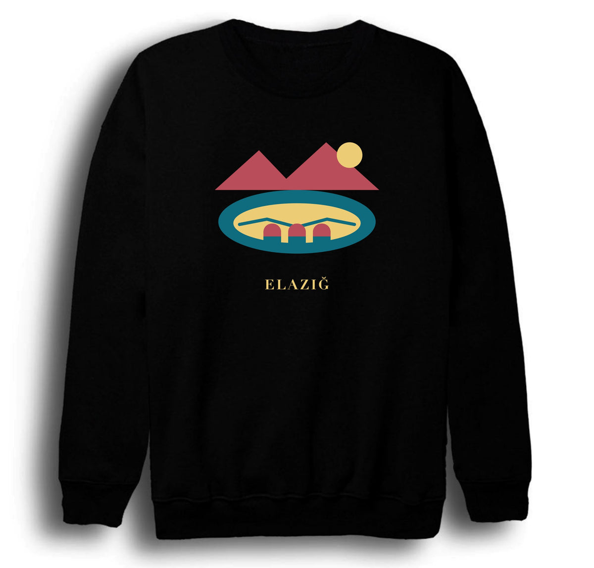 Elazığ Hazar Gölü Batık Şehir baskılı siyah sweatshirt