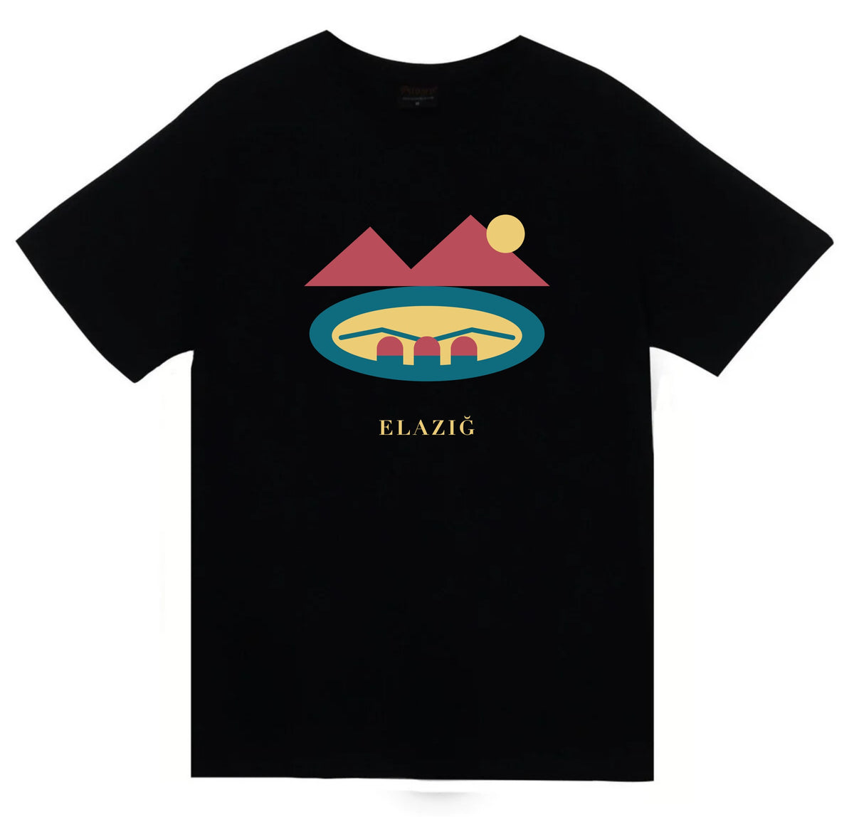 Elazığ Hazar Gölü Batık Şehir baskılı siyah t-shirt