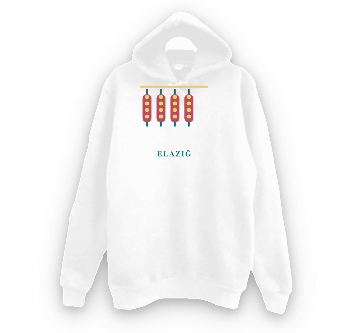 Elazığ Orcik baskılı beyaz kapüşonlu sweatshirt