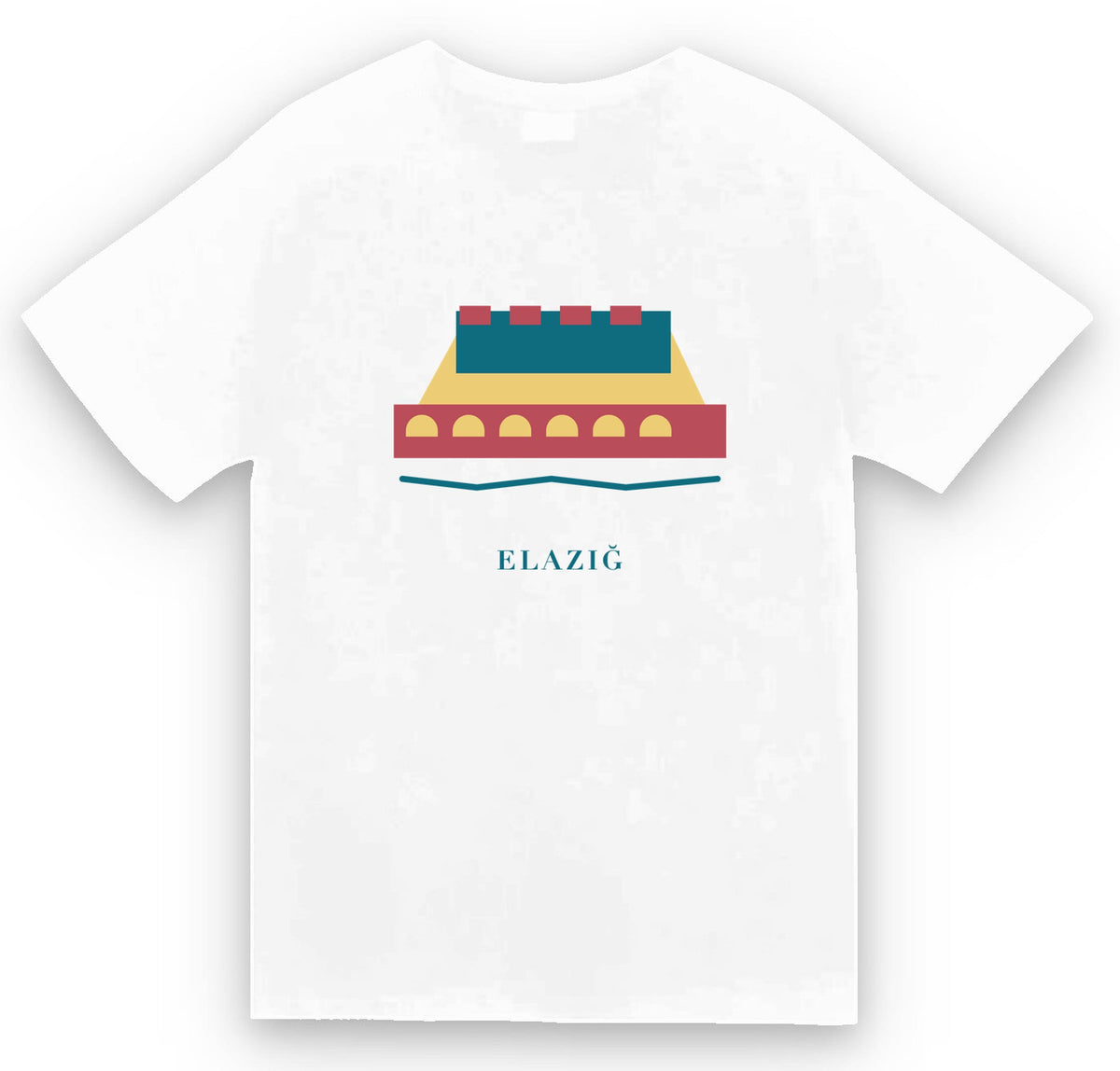 Elazığ Palu Köprüsü ve Kalesi baskılı beyaz t-shirt
