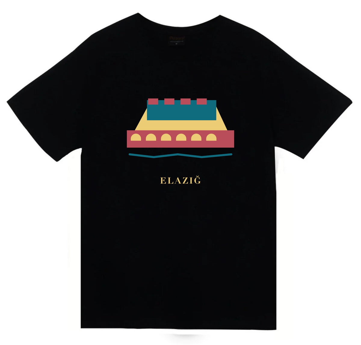 Elazığ Palu Köprüsü ve Kalesi baskılı siyah t-shirt