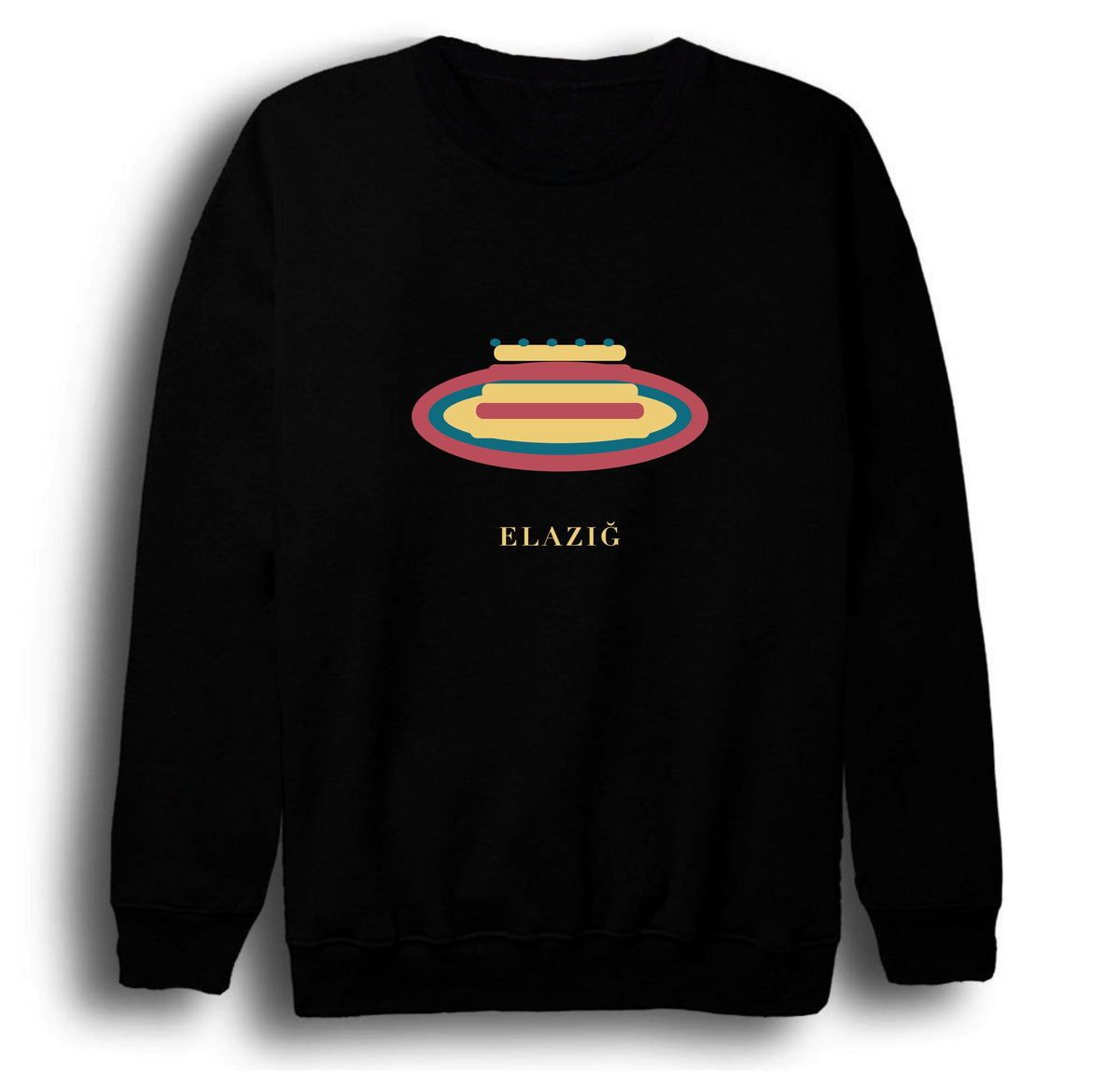 Elazığ Taş Ekmeği baskılı siyah sweatshirt