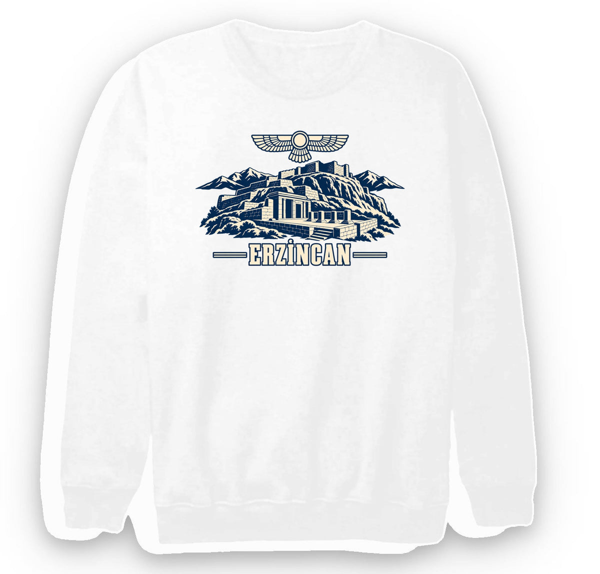Erzincan Altıntepe Urartu baskılı beyaz sweatshirt