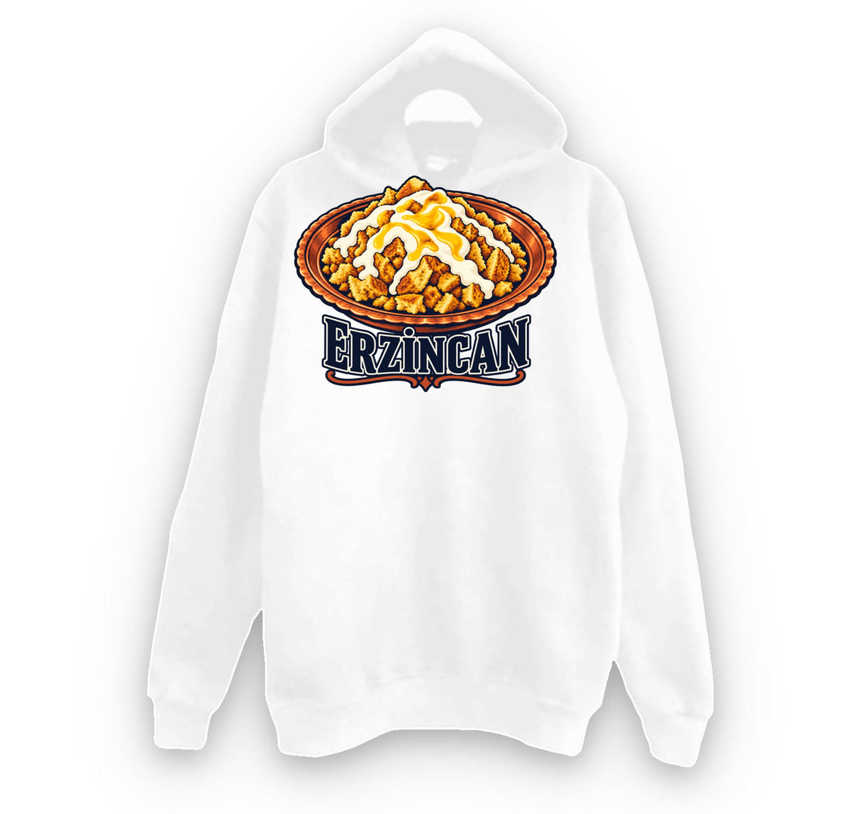 Erzincan Babikko baskılı beyaz kapüşonlu sweatshirt