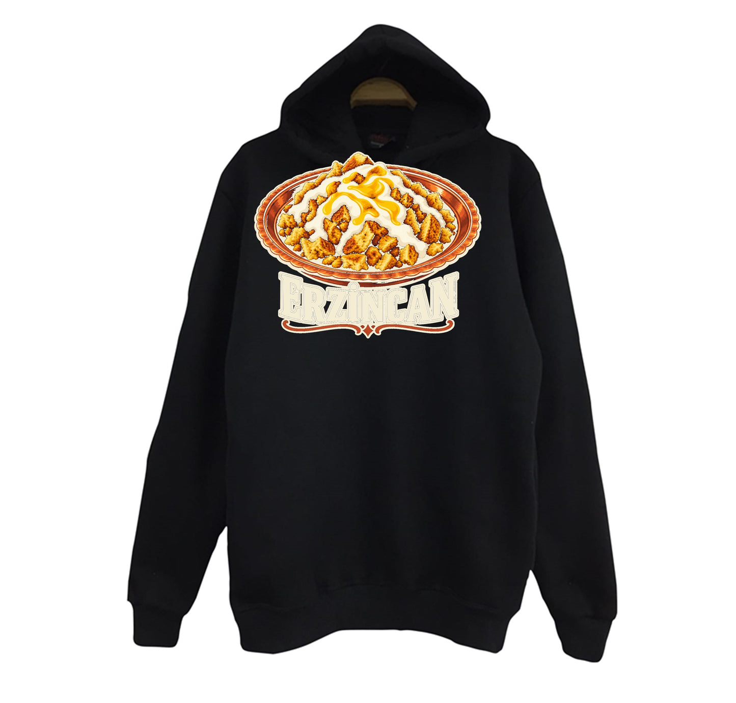 Erzincan Babikko baskılı siyah kapüşonlu sweatshirt