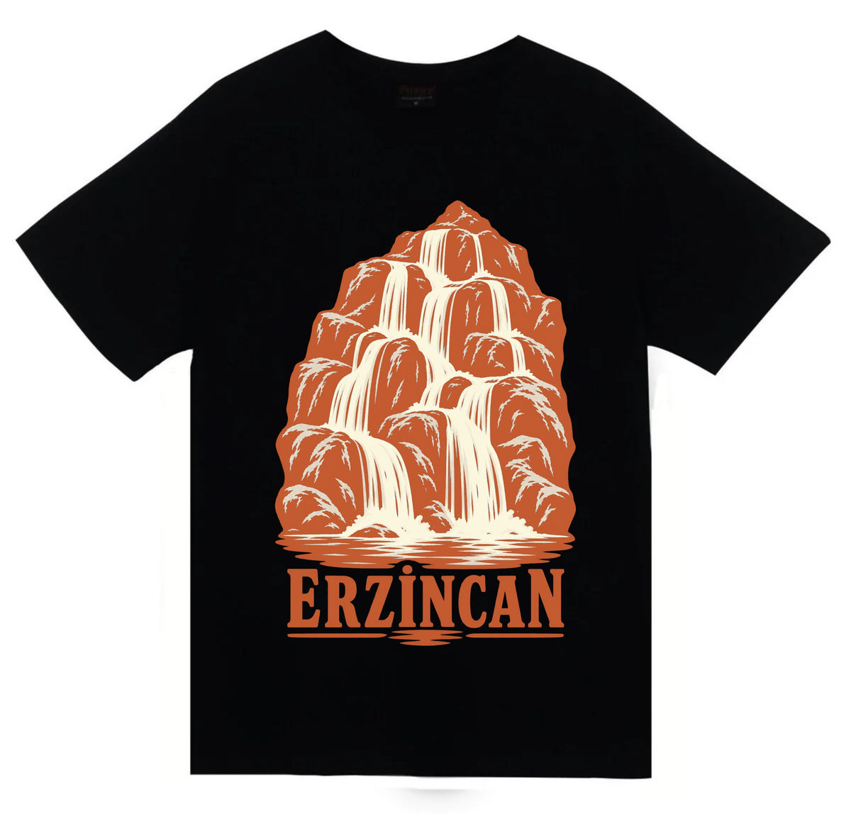 Erzincan Girlevik Şelalesi baskılı siyah t-shirt