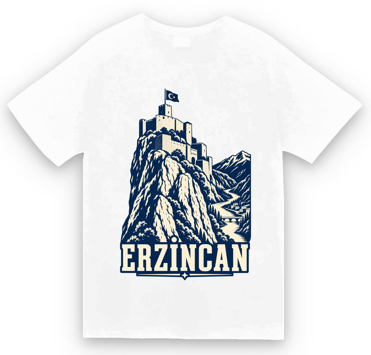 Erzincan Kemah Kalesi baskılı beyaz t-shirt