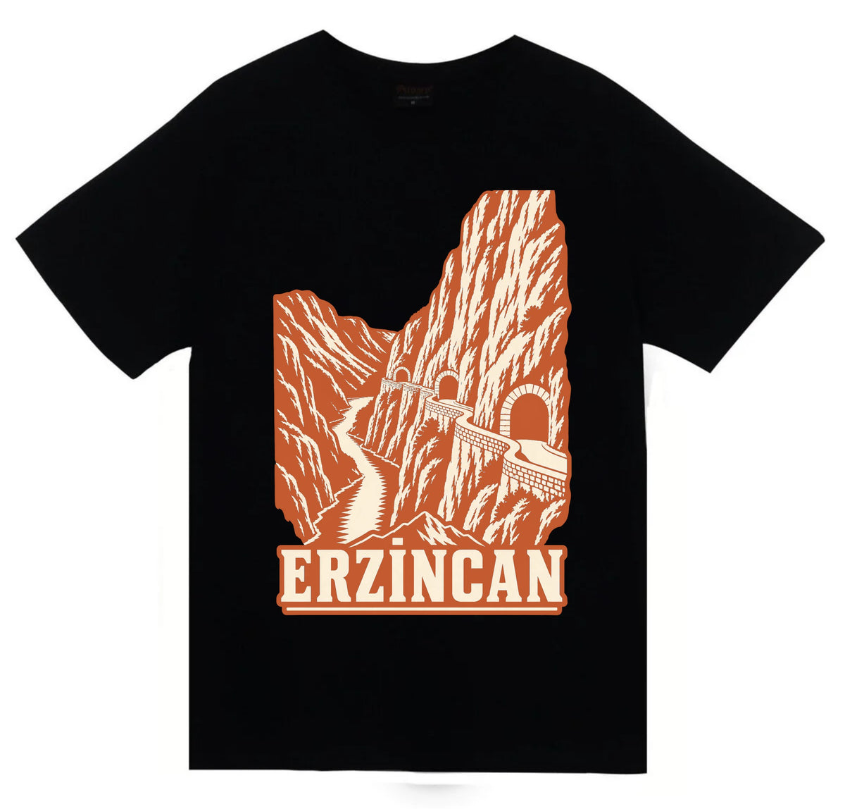 Erzincan Kemaliye Karanlık Kanyon baskılı siyah t-shirt