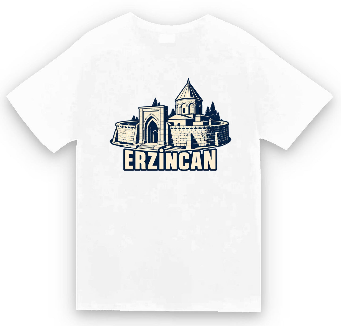 Erzincan Mama Hatun Külliyesi baskılı beyaz t-shirt