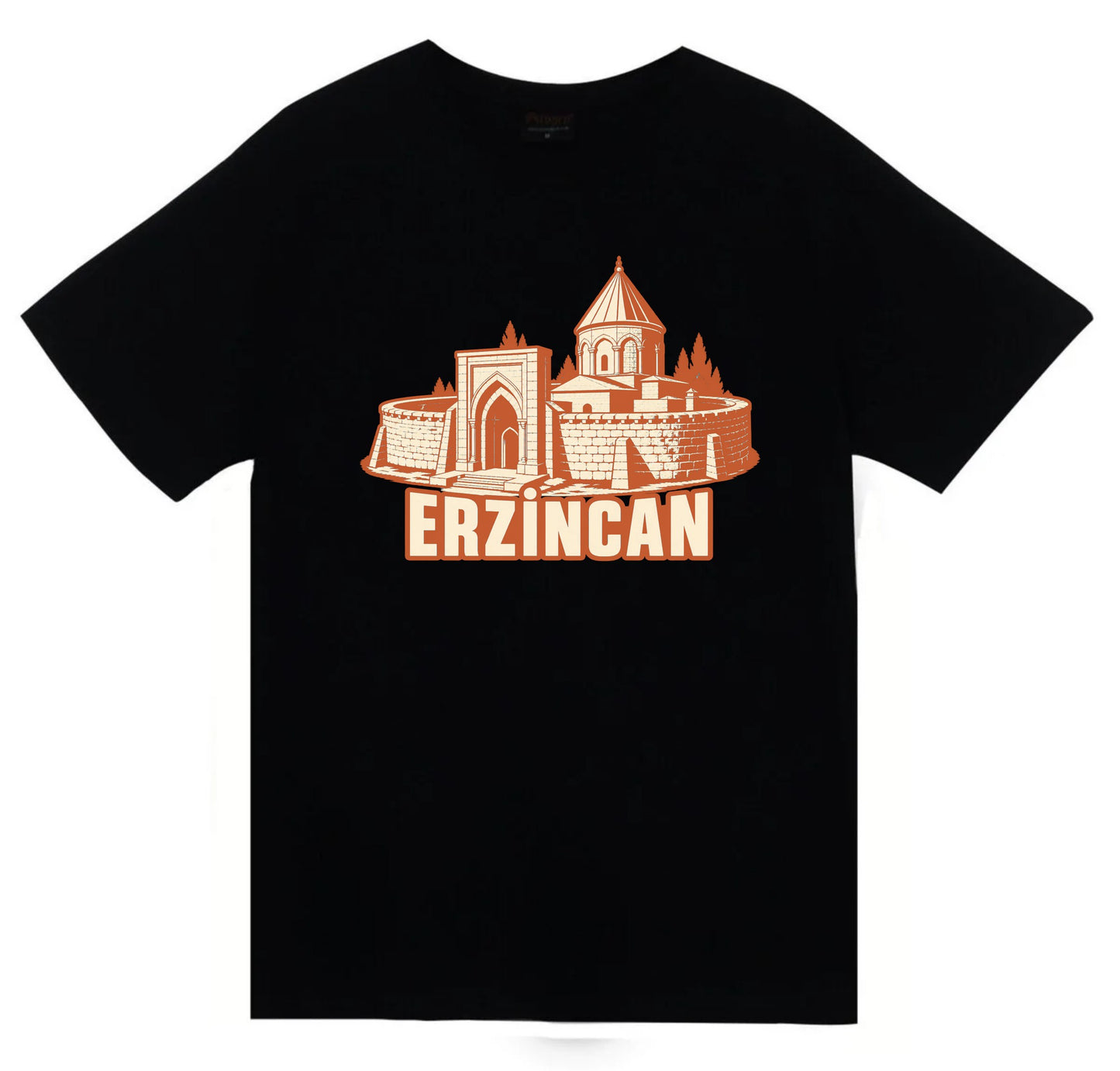 Erzincan Mama Hatun Külliyesi baskılı siyah t-shirt