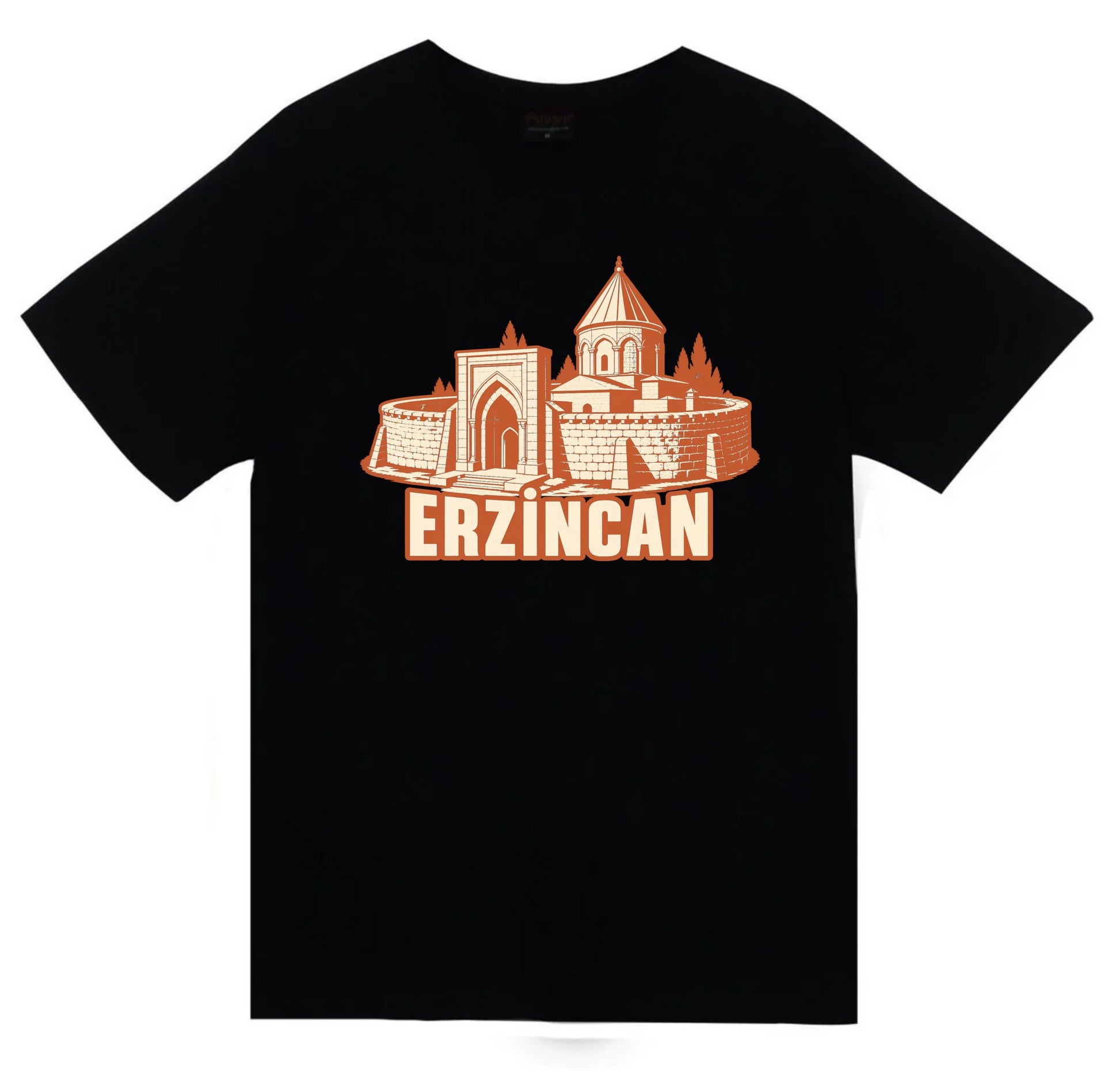 Erzincan Mama Hatun Külliyesi baskılı siyah t-shirt