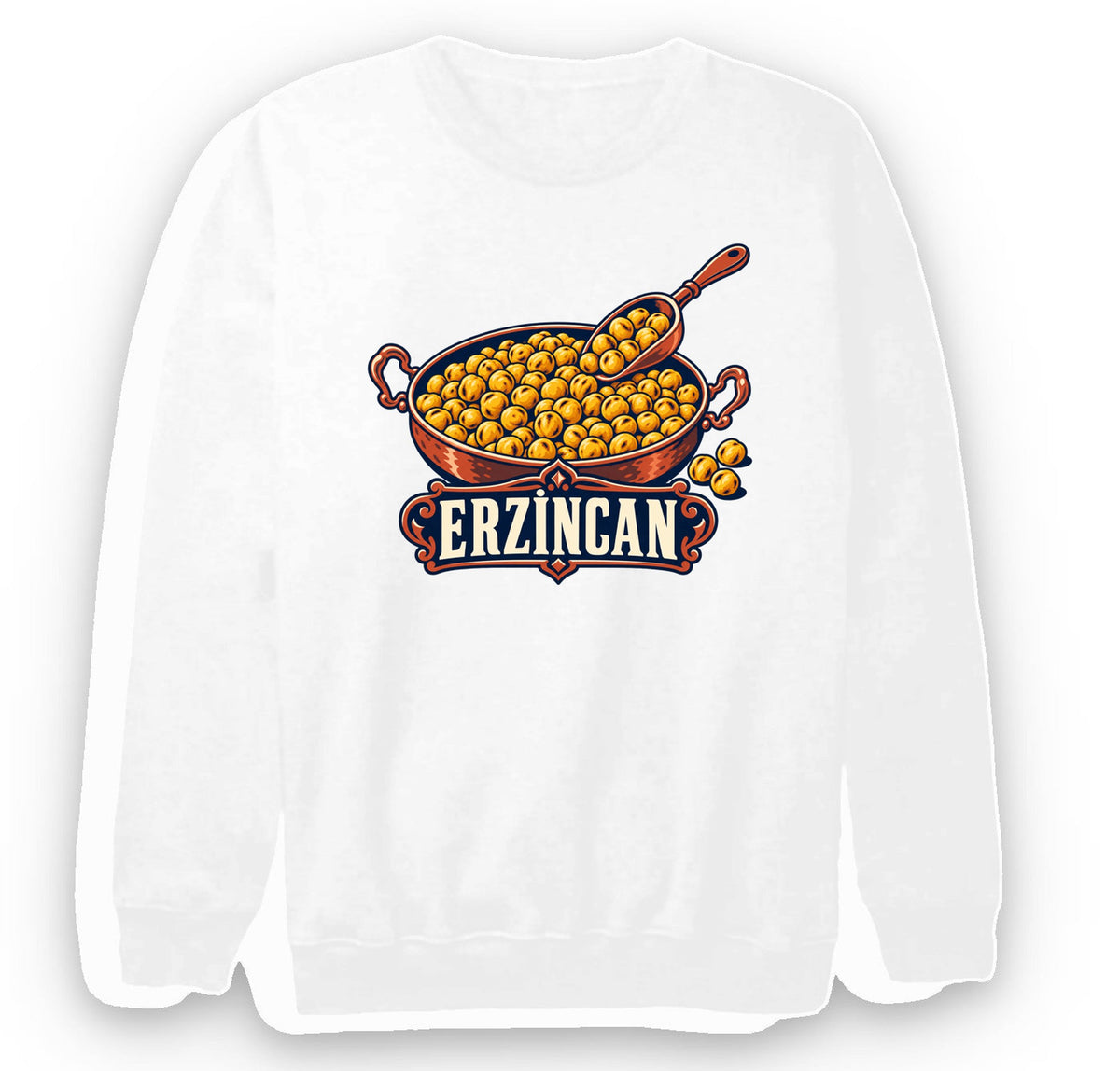 Erzincan Tava Leblebisi baskılı beyaz sweatshirt