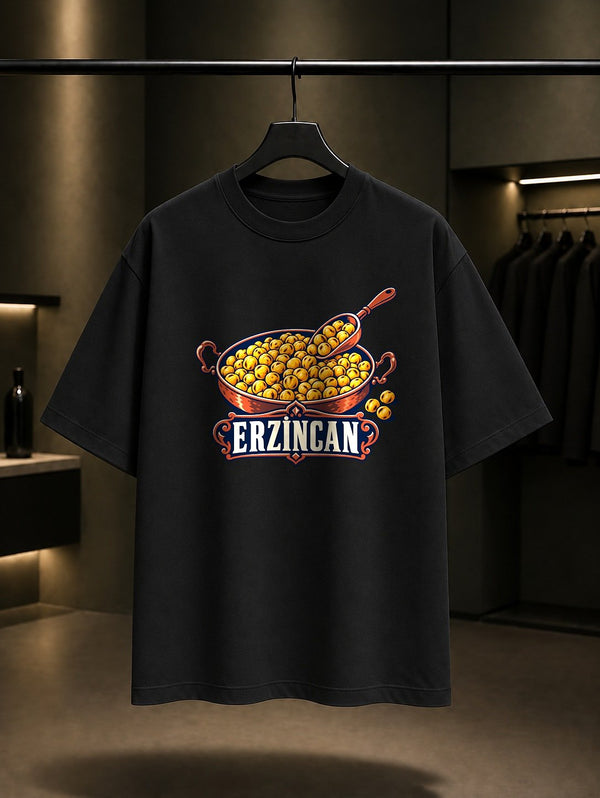 Erzincan Tava Leblebisi baskılı siyah t-shirt